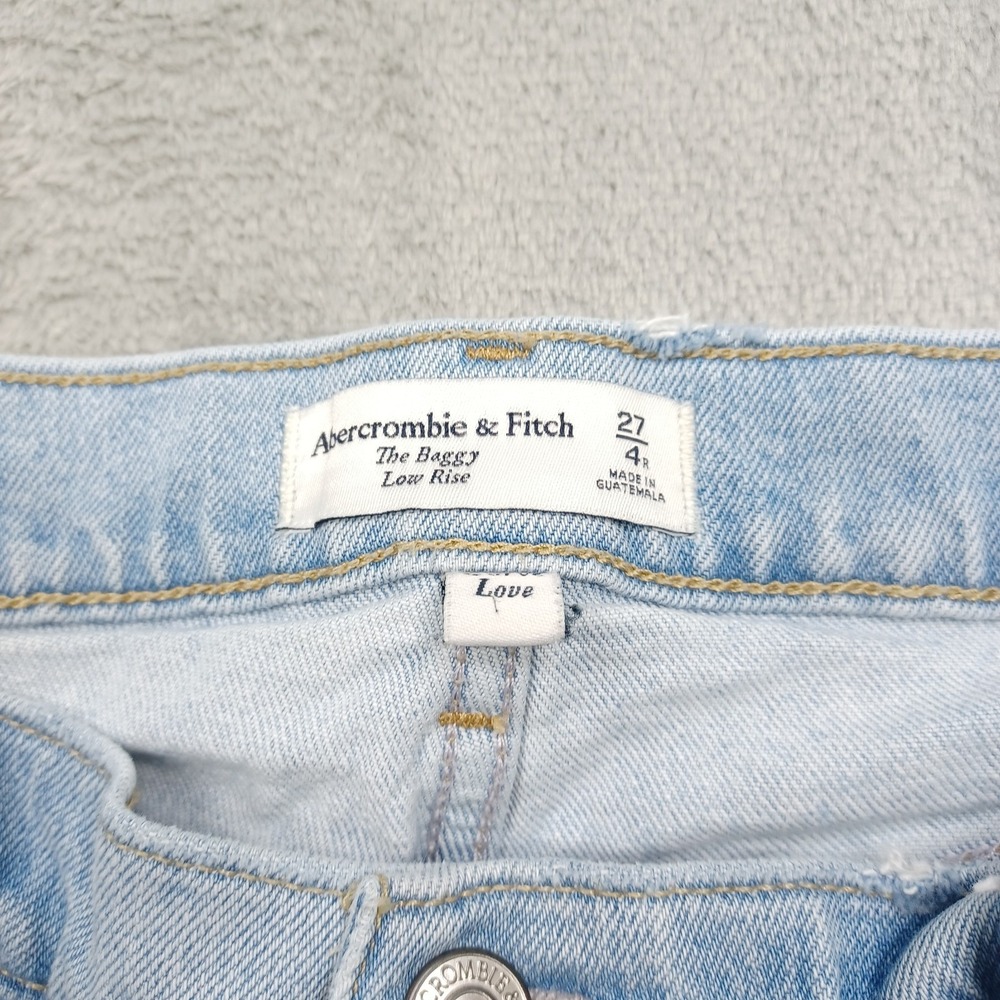 Abercrombie Fitch Jeans Womens 27 Blue Denim Baggy Low Rise Distressed - Picture 3 of 9